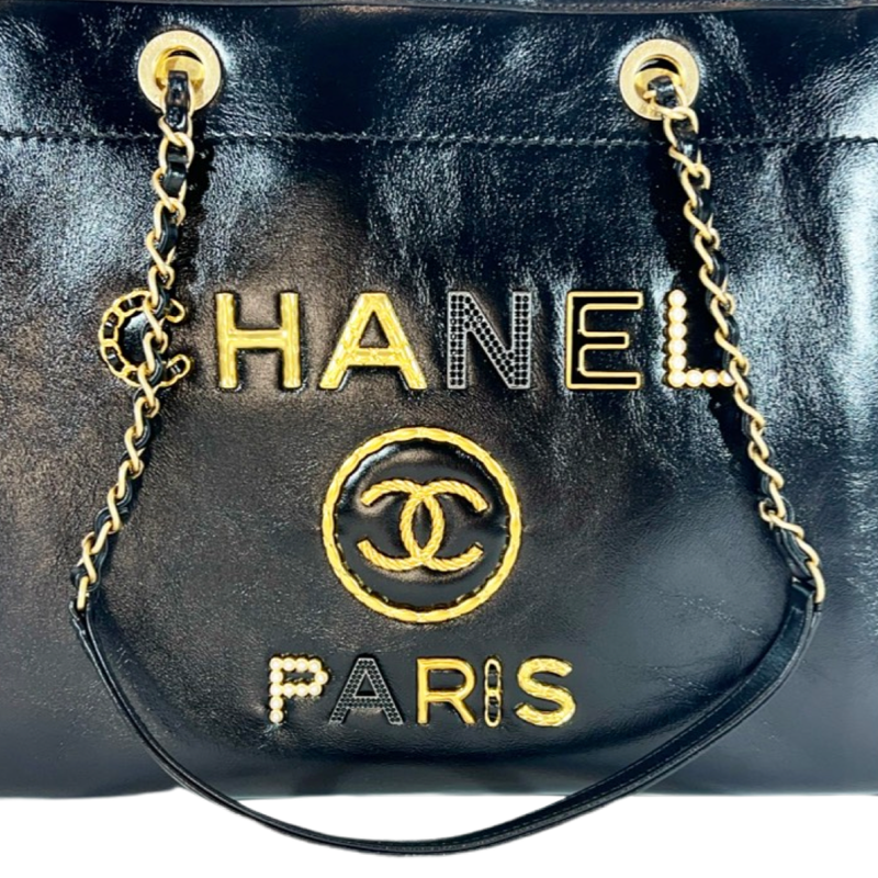 CHANEL Limited Edition Black Leather Deauville Tote