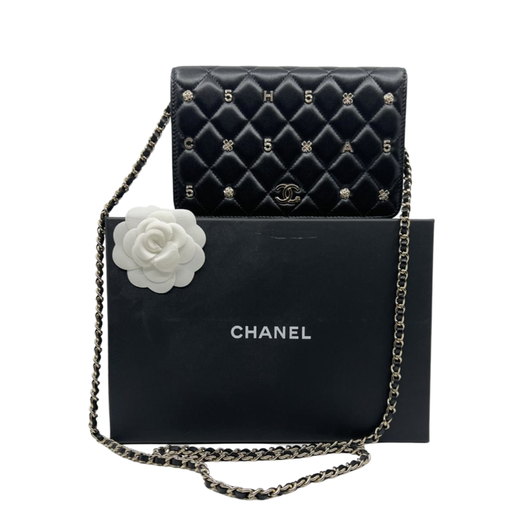 Chanel Boy Wallet On Chain Quilted Diamond Black in Caviar Leather with  Silvertone  US