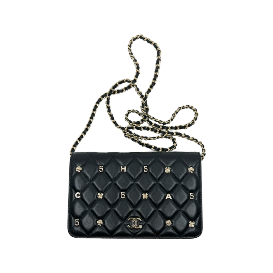 Chanel Limited Edition Black Wallet On Chain With Gold Charms – Designer  Resale Collective